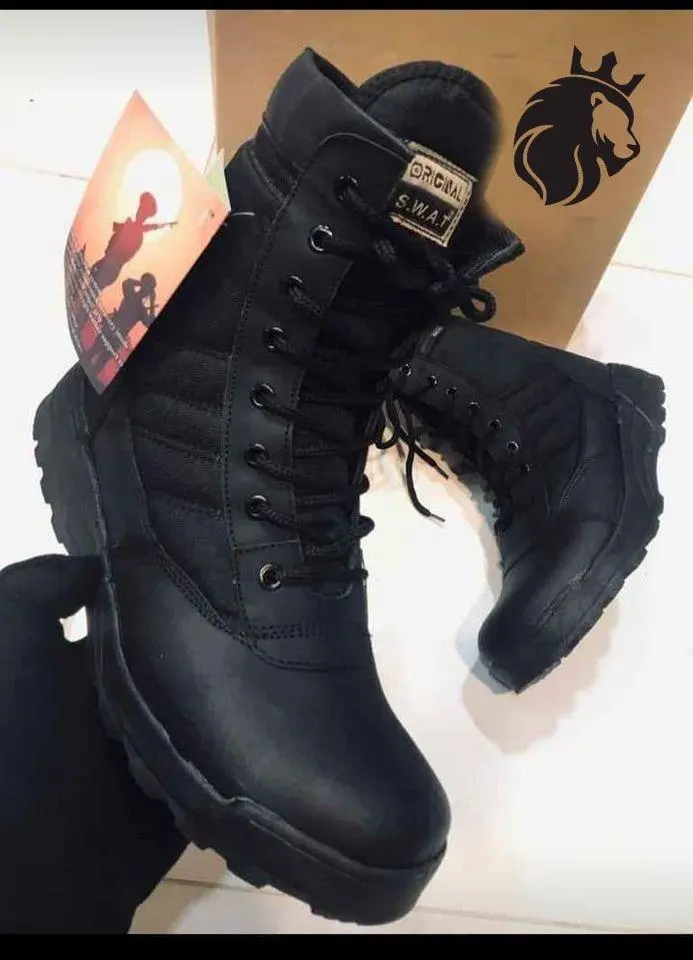 Men's Long Army Boots, Black Swat (40)